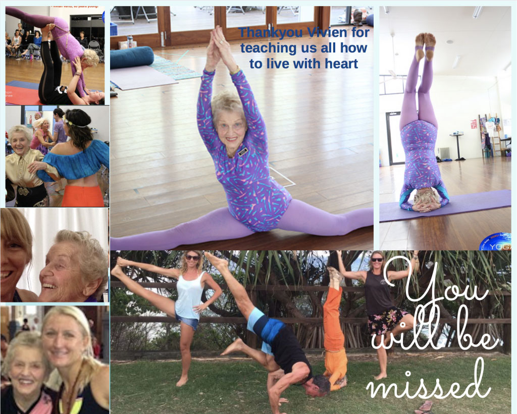 Read more about the article In memory of Vivien Veritz 98 year old Yoga Teacher ~ Vivian attended our Yoga NRG Retreats and was a huge inspiration to many